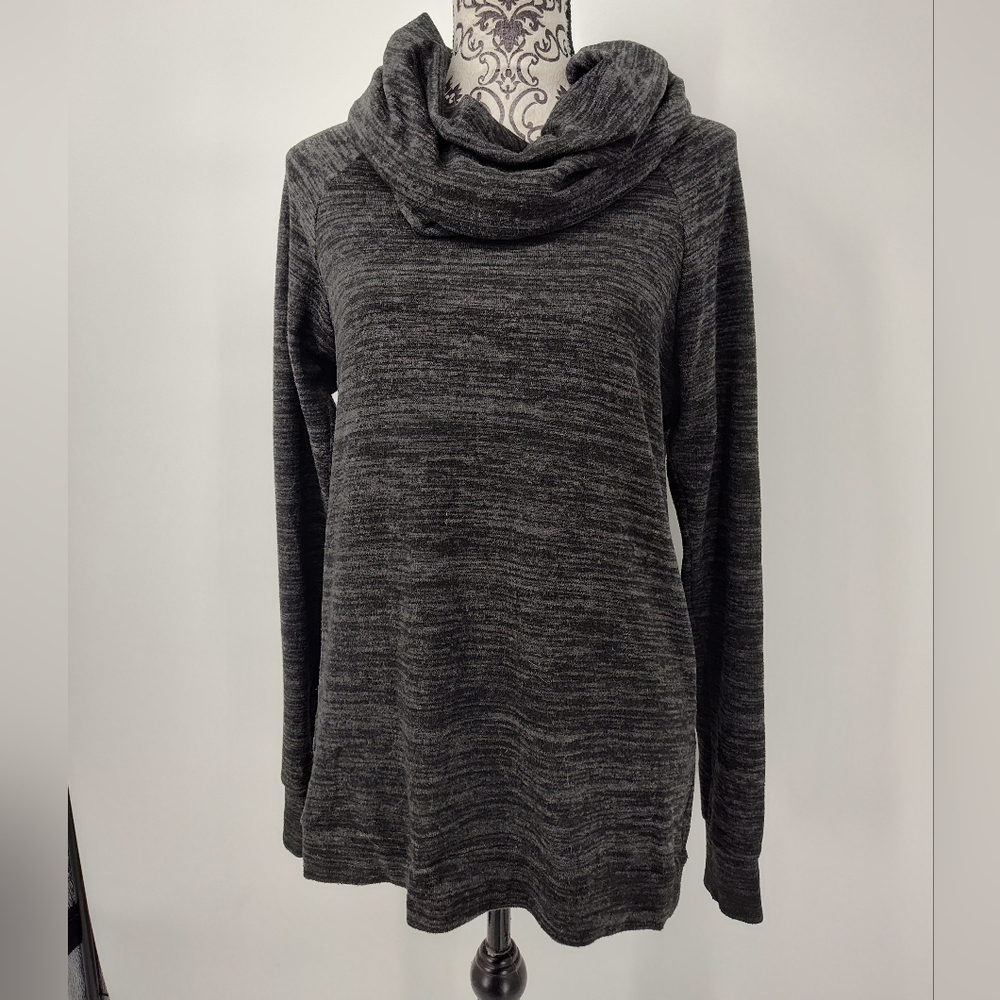Handmade Women's Black/Gray Heathered Cowl Neck Sweater Size Small/Medium